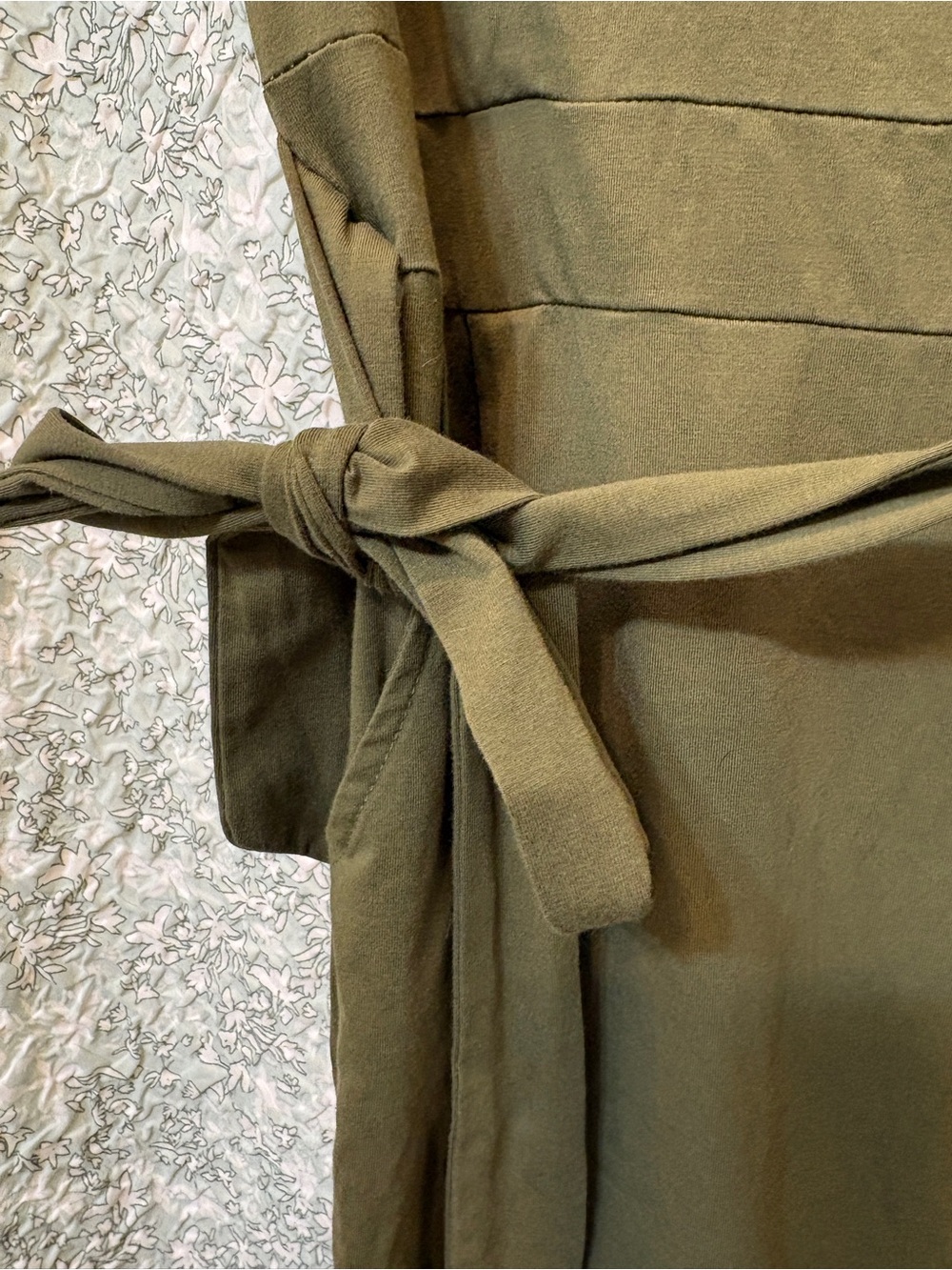 Olive Green Tie-Waist Women’s Dress - Picture 5 of 6